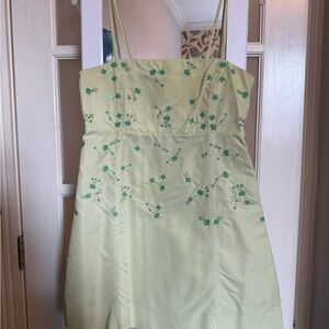 GANNI Embroidered Green Dress